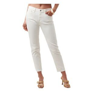 Trina Turk White Denim Mid-Rise Straight Leg Ankle Cropped Leg Jeans Size 4